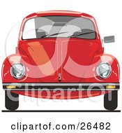 The Front Of A Red Vw Bug Car