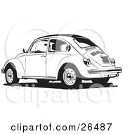 Parked Volkswagen Bug Car In Black And White