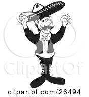 Clipart Illustration Of A Happy Mariachi Band Man Wearing A Sombrero And Dancing by David Rey