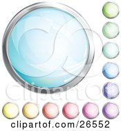Clipart Illustration Of A Collection Of Shiny Blue Green Purple Pink Red Orange And Yellow Internet Buttons by beboy