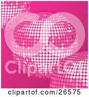 Clipart Illustration Of Three Pink Disco Mirror Balls Over A Pink Background