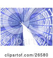 Clipart Illustration Of A Blue Tunnel With White Binary Coding Racing Along The Walls And A Blur Of White Light