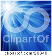Clipart Illustration Of A Bright Blue Burst Of Light Exploding And Shining Down