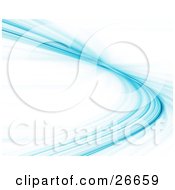 Clipart Illustration Of A White Background With Blue Curving Lines In A Blur