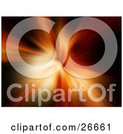 Clipart Illustration Of Yellow And Orange Beams Of Light Bursting Over A Black Background