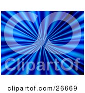 Clipart Illustration Of A Bold Blue Bursting Background Of Rays Emerging From The Center