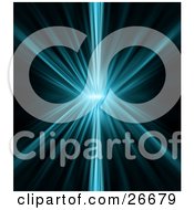 Clipart Illustration Of An Explosion Of Blue Light Bursting From The Center Of A Black Background