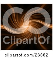 Clipart Illustration Of A Spiraling Burst Of Orange Light Over A Black Background by KJ Pargeter