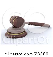 Clipart Illustration Of A Wooden Judges Gavel Resting On The Block by KJ Pargeter