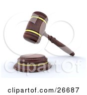 Poster, Art Print Of Wooden Judges Gavel Banging Down On The Block