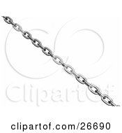 Clipart Illustration Of A Strong Silver Chain Spanning Diagonally Across A White Background