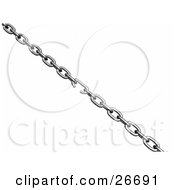 Clipart Illustration Of A Silver Chain Slowly Breaking Under Pressure On A White Background by KJ Pargeter
