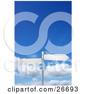 Poster, Art Print Of Two Blank Arrow Street Signs On A Post Over A Cloudy Blue Sky Background