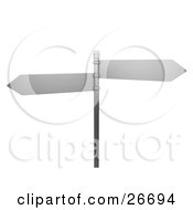 Clipart Illustration Of Two Blank Arrow Street Signs On A Post Over A White Background by KJ Pargeter