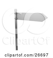 Clipart Illustration Of A Blank Arrow Street Sign On A Post Over A White Background