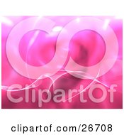 Poster, Art Print Of Pink Background With White Wavy Wisps Curling Through The Center