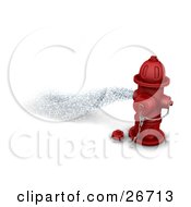 Clipart Illustration Of A Red Fire Hydrant Spraying Water Onto The Street by KJ Pargeter