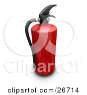 Clipart Illustration Of A Red Safety Fire Extinguisher With A Black Handle On A White Background by KJ Pargeter