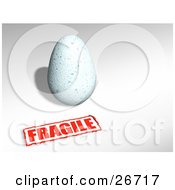 Poster, Art Print Of Pale Blue Bird Egg With A Red Fragile Sticker