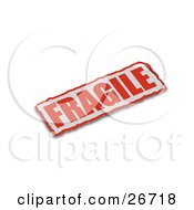 Red And White Fragile Sticker On A White Background