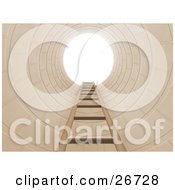 Poster, Art Print Of Ladder Leading Up To Bright Light In A Hole Symbolizing Opportunity Or Escape