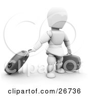 Poster, Art Print Of White Character Pulling Rolling Luggage Through An Airport