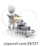 Clipart Illustration Of A White Character Pushing His Luggage On A Trolley Through An Airport