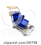 Poster, Art Print Of Stack Of Blue Luggage On A Trolley In An Airport