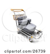 Stack Of Gray Luggage On A Trolley In An Airport