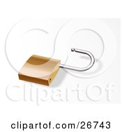 Clipart Illustration Of An Opened Golden Padlock Resting On A White Surface