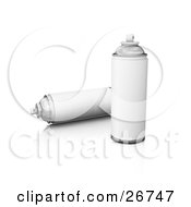 Two Cans Of Spray Paint With Blank White Labels On A White Background