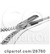 Chrome Zipper On A Bag Or Jacket Sealing Up An Opening