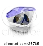 Poster, Art Print Of The World Inside A Tupperware Container The Lid Closing Down On It