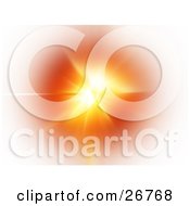 Burst Of Bright White Yellow And Orange Light Over A White Background