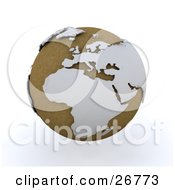 Poster, Art Print Of Brown Globe Of Planet Earth With White Continents