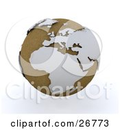 Clipart Illustration Of A Brown Globe Of Planet Earth With White Continents
