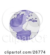 Clipart Illustration Of A Purple Globe Of Planet Earth With White American Continents
