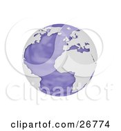 Poster, Art Print Of Purple Globe Of Planet Earth With White American Continents