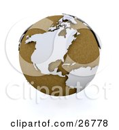 Poster, Art Print Of Brown Globe Of Planet Earth With White American Continents