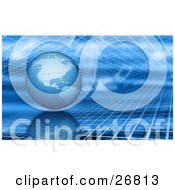 Clipart Illustration Of A Blue Planet Earth In Between Two Layers Of Grids