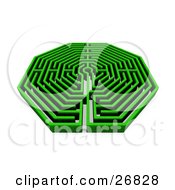 Clipart Illustration Of A Green Maze Or Labyrinth On A White Background by KJ Pargeter