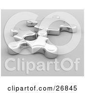 Clipart Illustration Of Two Silver Jigsaw Puzzle Pieces Resting Beside Each Other