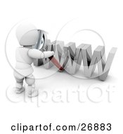 Poster, Art Print Of White Character Holding A Magnifying Glass To Www