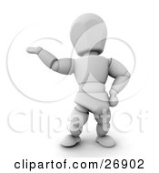 Poster, Art Print Of White Character Holding His Arm Out And Presenting Someone Or Something