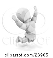 Poster, Art Print Of Happy White Character Jumping In The Air