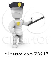 Clipart Illustration Of A White Character Police Officer Holding A Baton Weapon