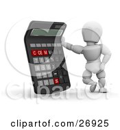 Poster, Art Print Of White Character Standing With A Calculator