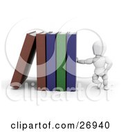 Poster, Art Print Of White Character Leaning Against A Row Of Library Books