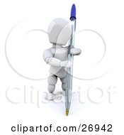 Poster, Art Print Of White Character Holding A Pen
