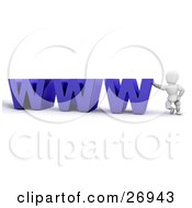 Clipart Illustration Of A White Character Leaning Against A Blue WWW